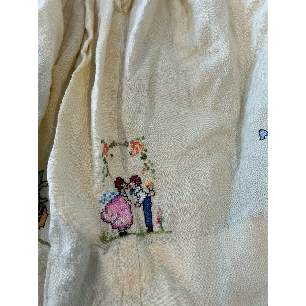 Vintage Girls Skirt Hand Made Crosstitch Cottage Cat Flowers - Picture 5 of 8